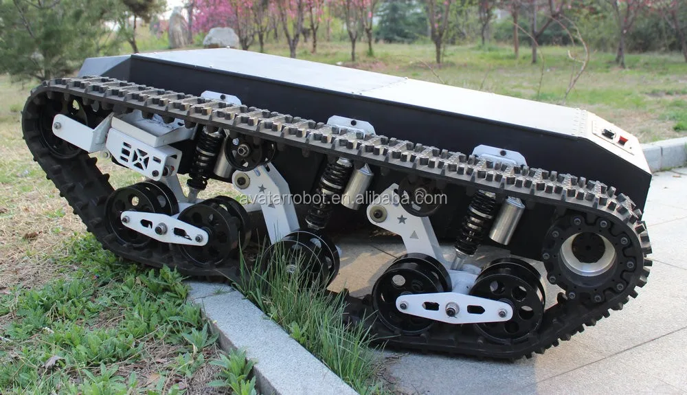 Rubber Robot chassis electric tracked vehicle with platform 