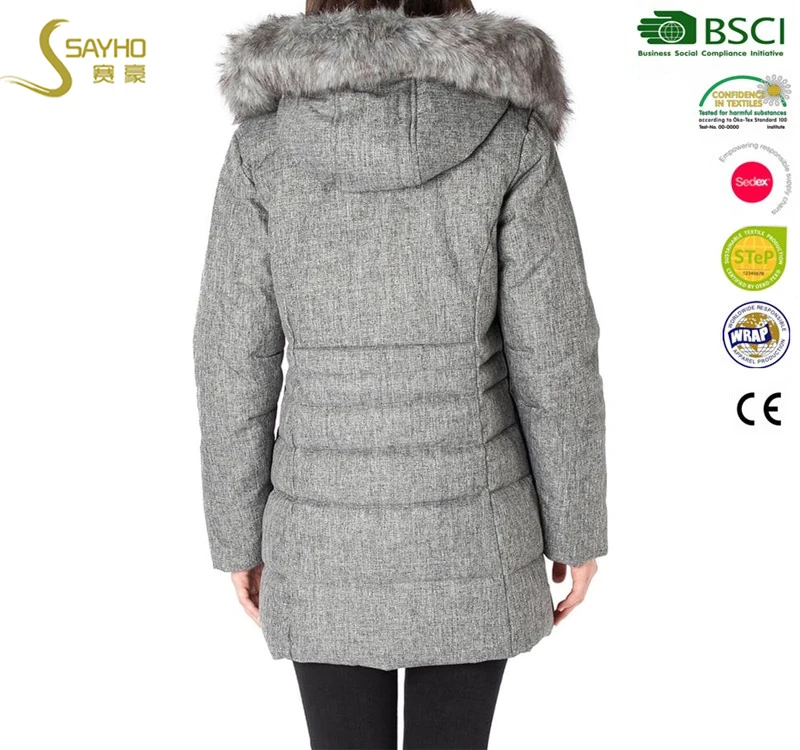 Harsh winter melange women padded duck down jacket Long Parka Water Proof Winter Jacket