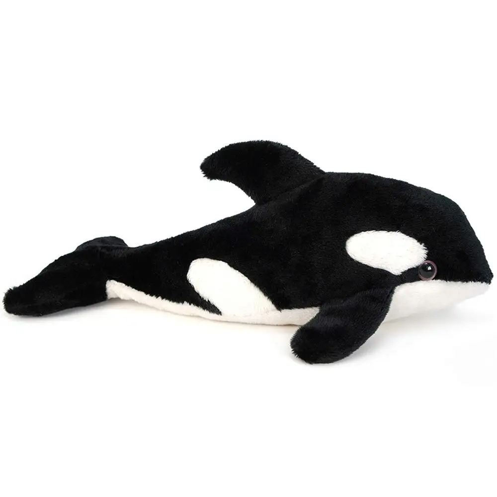 B386 Plush Stuffed Sea Animal Killer Whale Toys With Plastic Eyes Cute Lifelike Killer Whale Plush