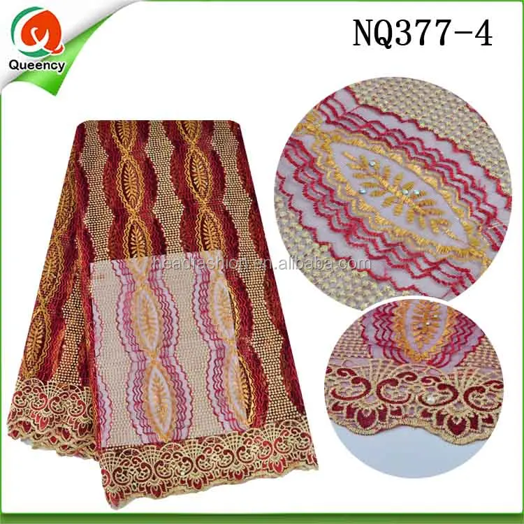 NQ395 Queency New Popular Design African Dress Style Purple Stones French Lace Fabric Dubai