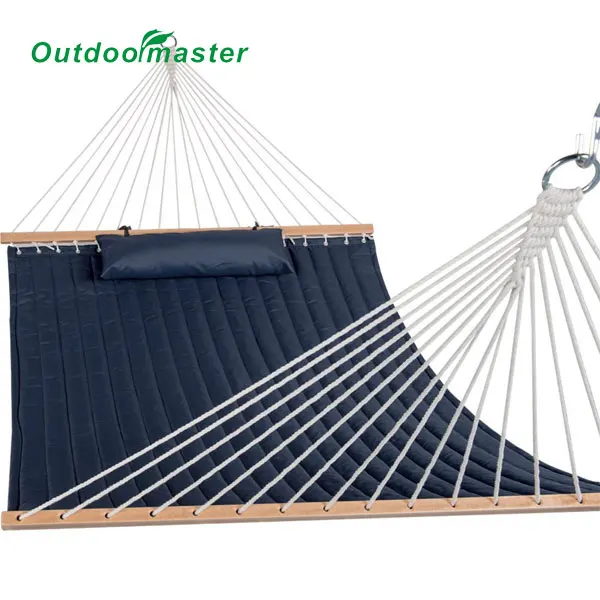 High Quality Quilted Fabric Hmamock Swing With Hardwood Spreader Bar
