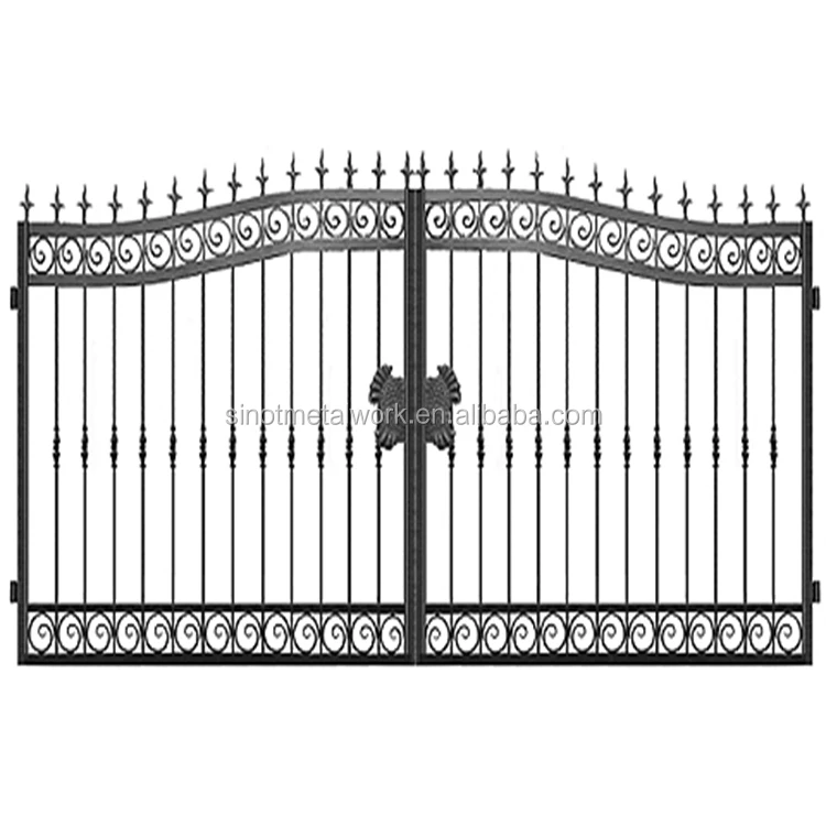 
European style wrought iron double gate vintage metal garden gate steel customized gate 
