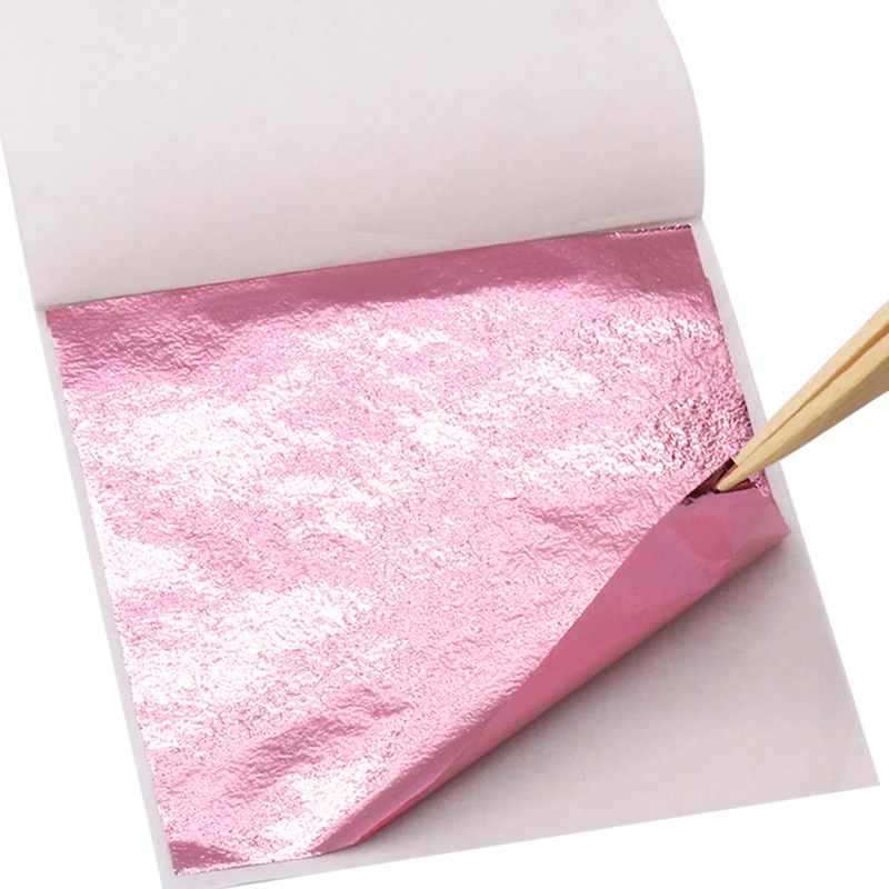 Amazon Top Sales 8x8.5 cm Colorful Taiwan Rose Red Leaf Foil Paper Sheet Gilding Alloy Crafts Color Coated Sheets