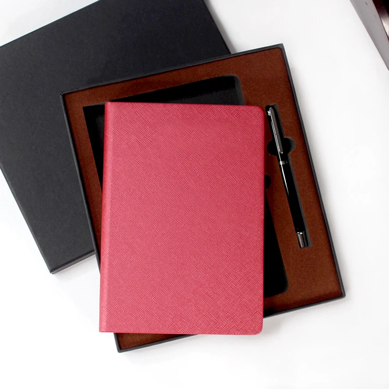 Hight quality eco friendly cheap custom waterproof thick PU notebook wholesale gift set with gift pen