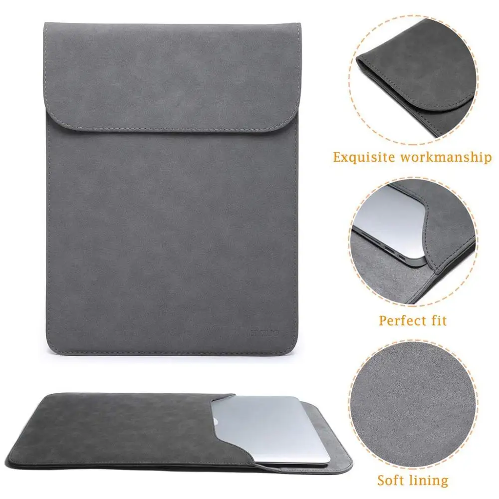 PU Leather Laptop Sleeve Cover Bag Multiple Size Notebook Bag High-Class Laptop Bag With Carrying Pouch