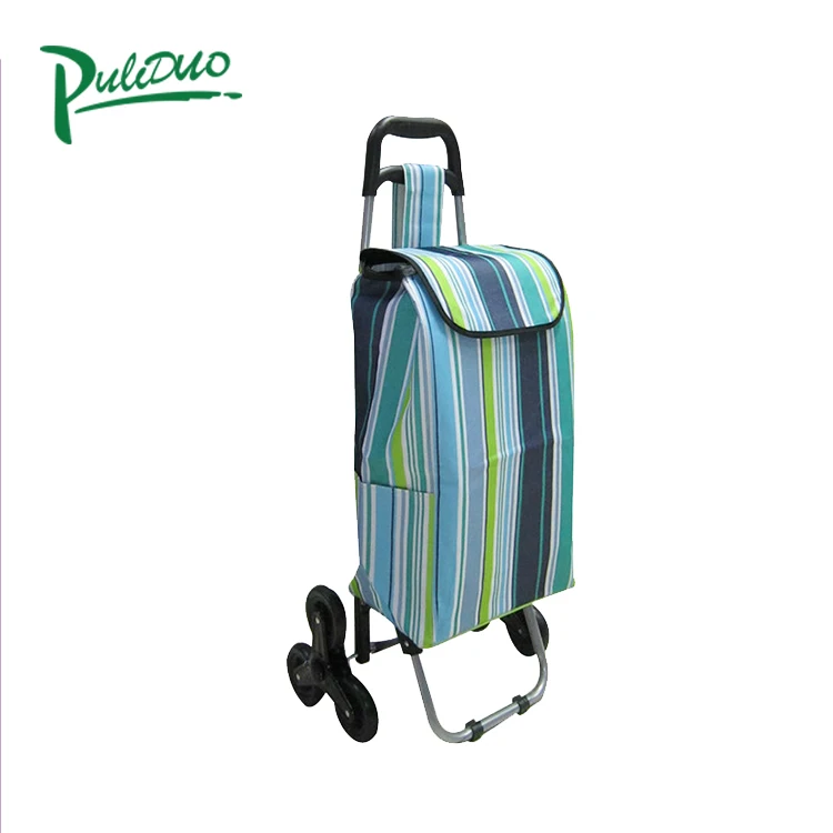 Good Selling foldable Promotion  Wheels Trolley Shopping Bags  folding with chair