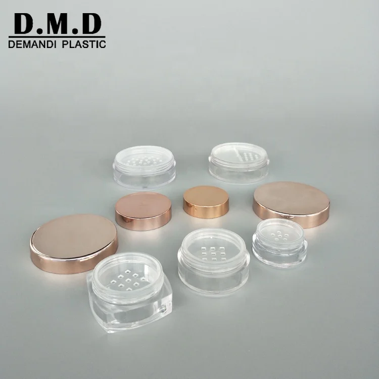 1gr 3g 5ml 10gram 10ml 20g 20ml square empty rose gold pink mineral powder jar with sifter