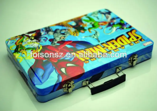 Rectangular good quality metal lunch tin box briefcase