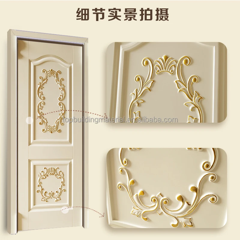 
Golden decorative european solid wood front doors 
