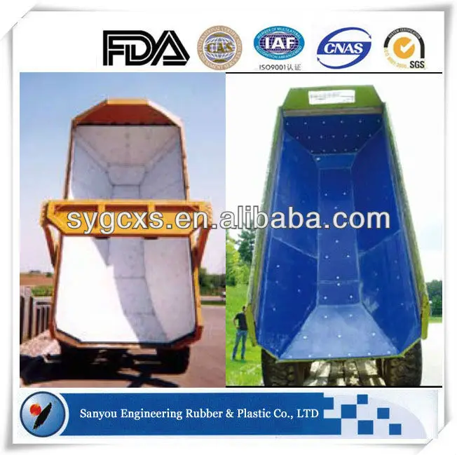 Granary plate liner/super-slide plastic dump truck and trailer liners/low temperature - resistant truck bed liner