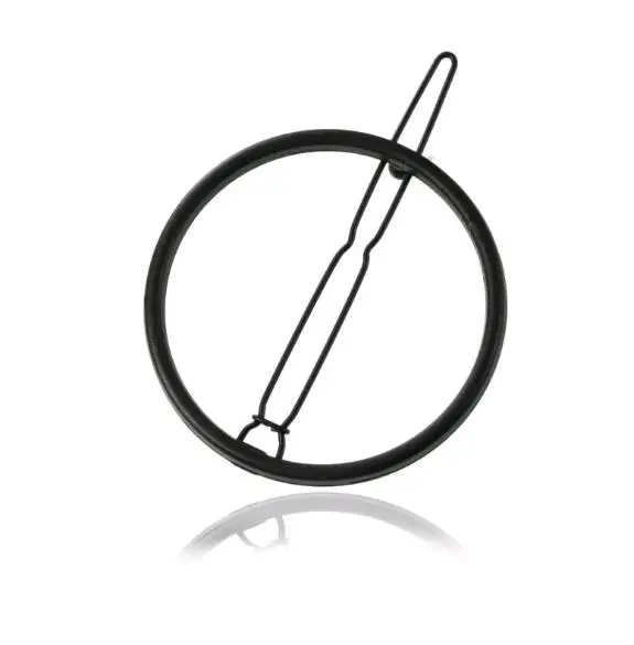 H41-082 simple three sizes metal gold silver black round hair clips