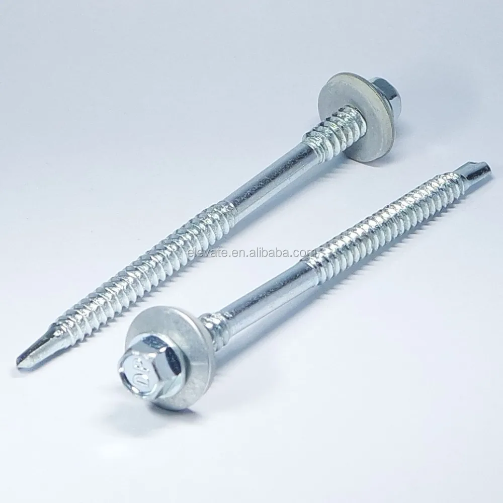 Indented Hex Washer Head 5/16 AF Double Thread (BSD/CSD) Thread No.5 Point Bonded Washer Sandwich Panel Self Drilling Screw
