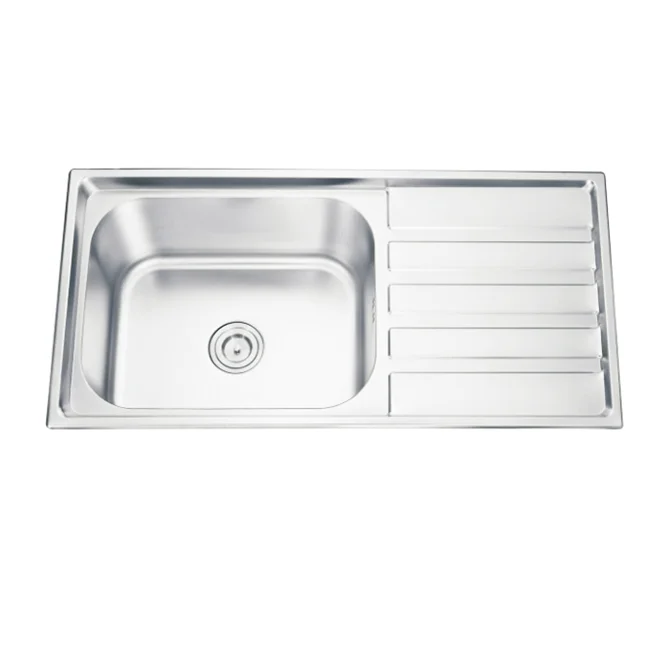 Single bowl with single drain board Size 9643A SS 201 pressed wash sink