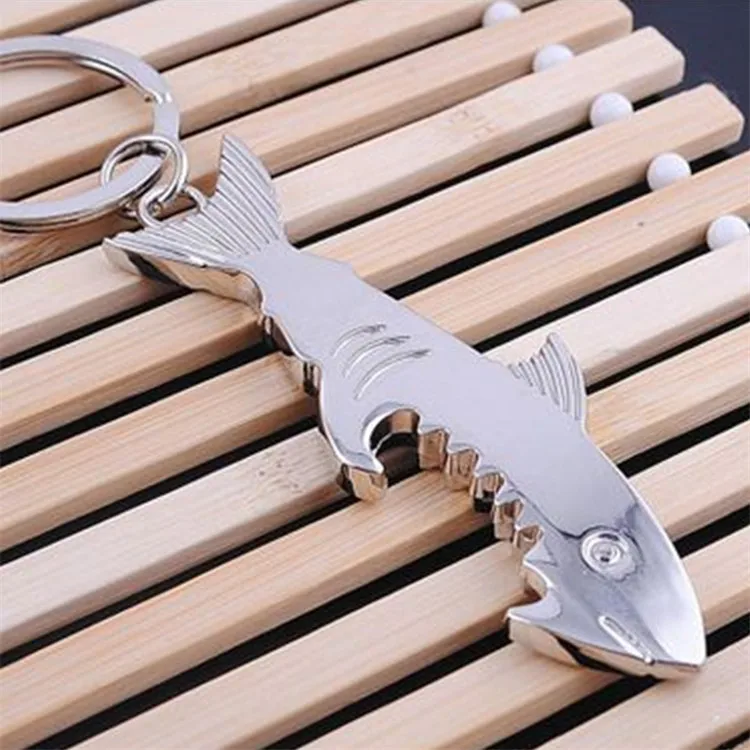 
New metal creative shark bottle opener key chain creative and practical novelty gifts hang decoration customization 