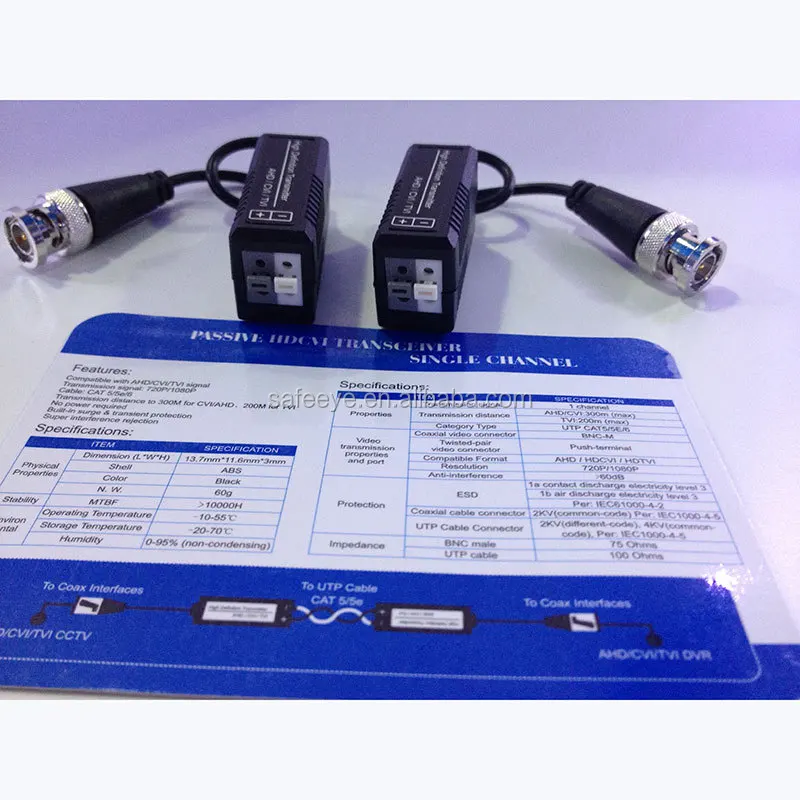 Press-in single channel passive HDCVI Camera balun Transceiver for Analog camera AHD TVI