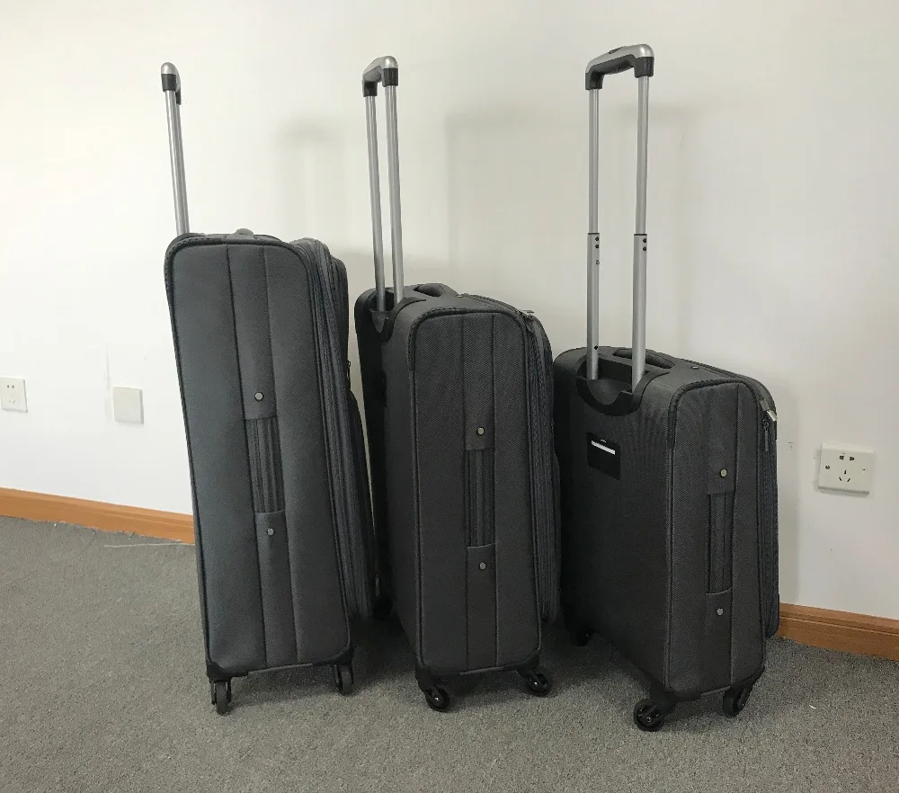 pretty 3 piece trolley luggage set fabric suitcase