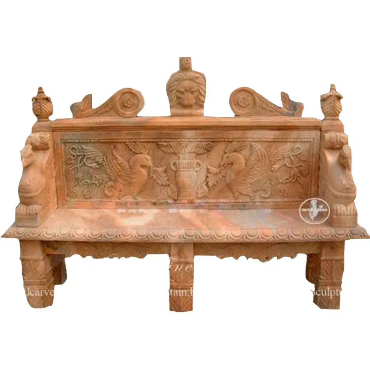 Hand Carved Natural Stone Outdoor Garden White Swan Statue Marble Bench Long Chair