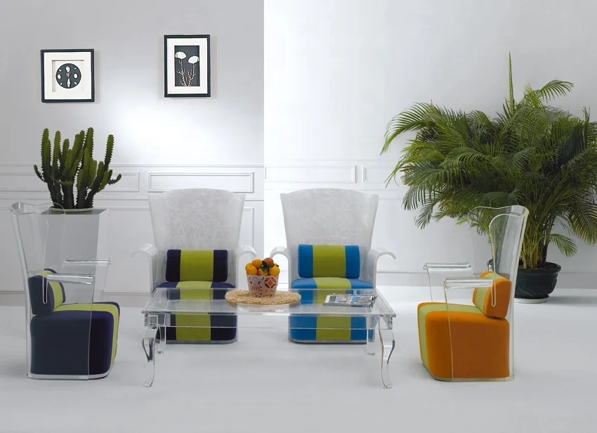 New clear products acrylic chair / sofa with white cushion