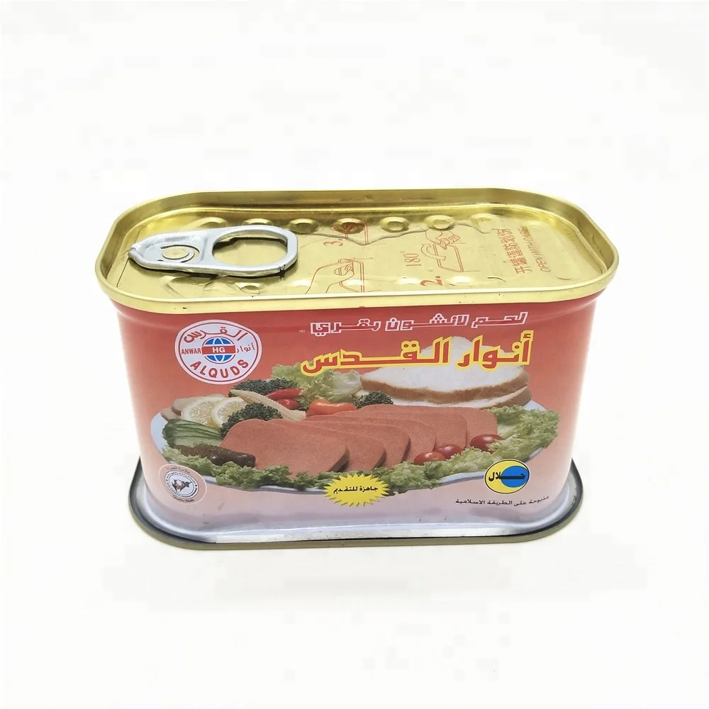 200g rectangular metal tin cans for luncheon meat food packaging
