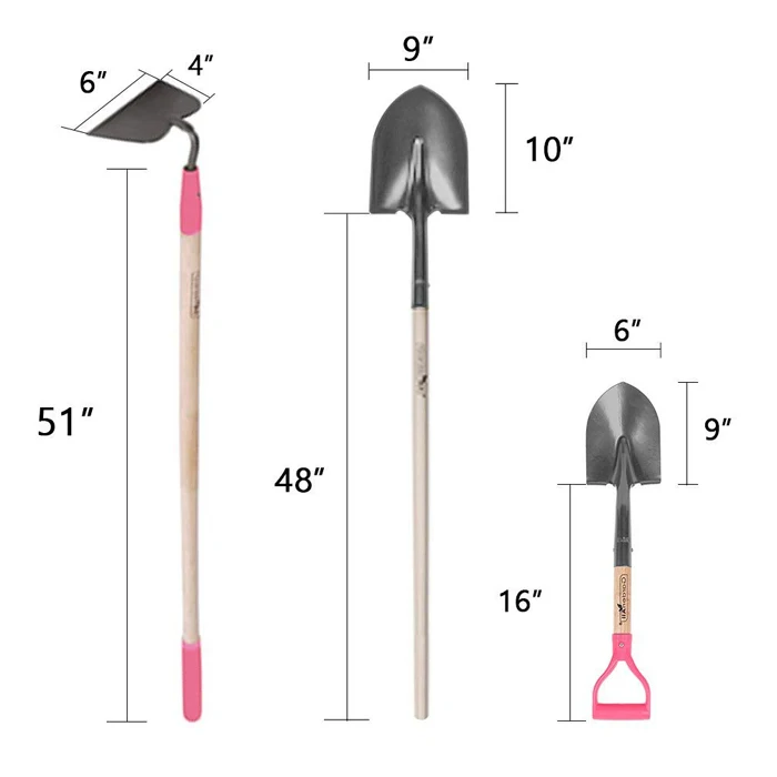Garden Tools Set for women -Shovel Forged Hoe Bow Rake