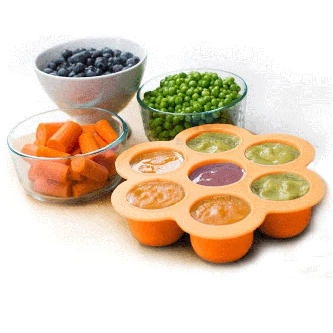 Healthy And Tasteless 7 Hole Flowers Baby Silicone Food Storage Containers Freezer Trays