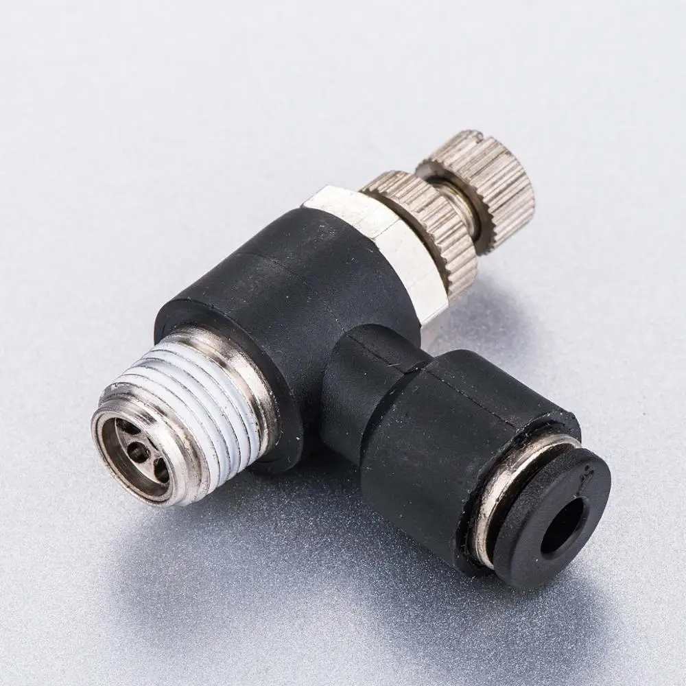 JSC Series pneumatic throttle valve plastic elbow type air flow speed control valve with one-touch fitting