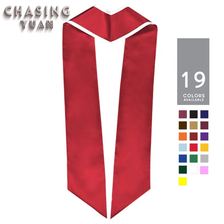 OEM factory Slant Bottom Red Satin Graduation Stoles/Sashes with White Trim