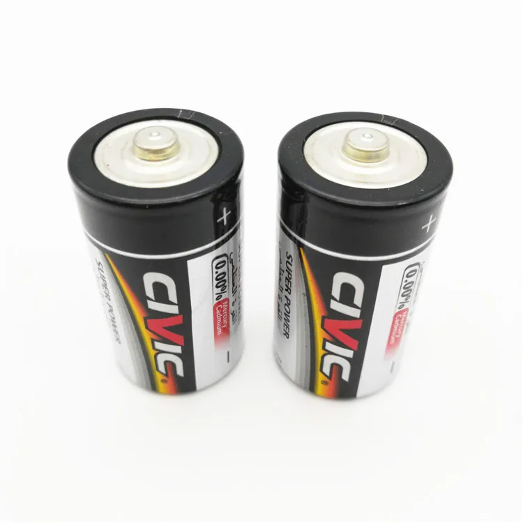 Hot Sale Civic Zinc Carbon R20 D Battery 1.5V for Flashlight Shrink Pack 380Mins