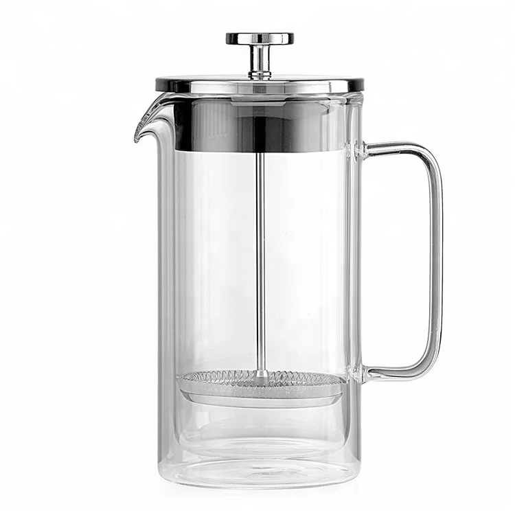 Double Wall French Press Coffee With Stainless Steel Coffee Plunger, Glass Tea Pot
