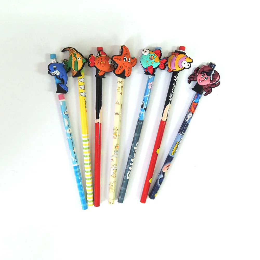2D 3D  Figurine soft PVC plastic pencil topper decoration cartoon pen topper in artificial crafts