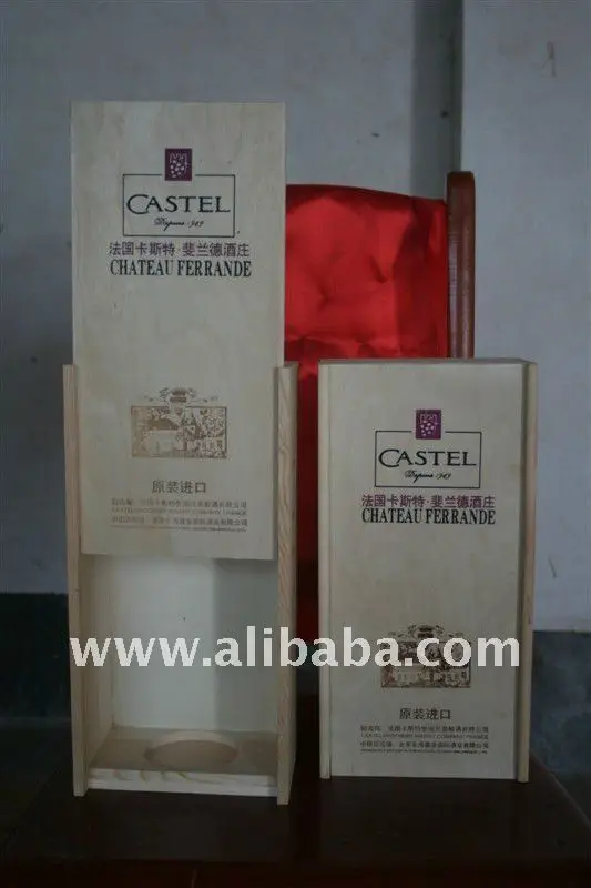 pine wood wine box with rope