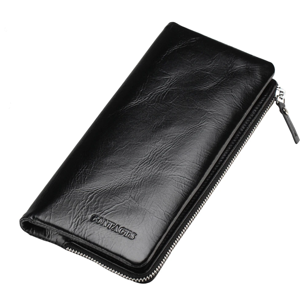 OEM New design Vintage Style Genuine Leather Long Travel Wallet for Mens