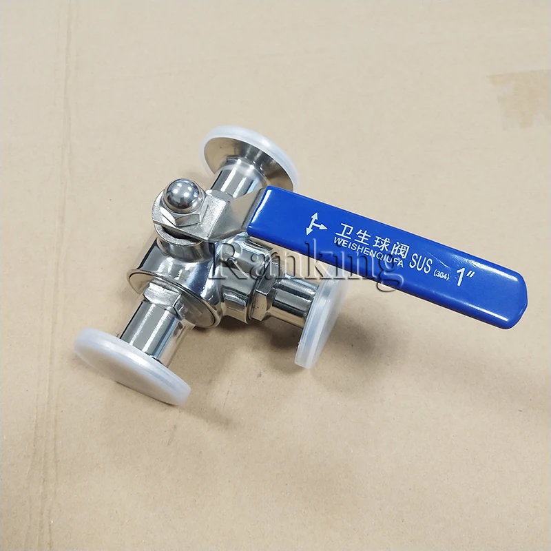 high quality 1 inch stainless steel 304 sanitary three way quick clamp ball valve