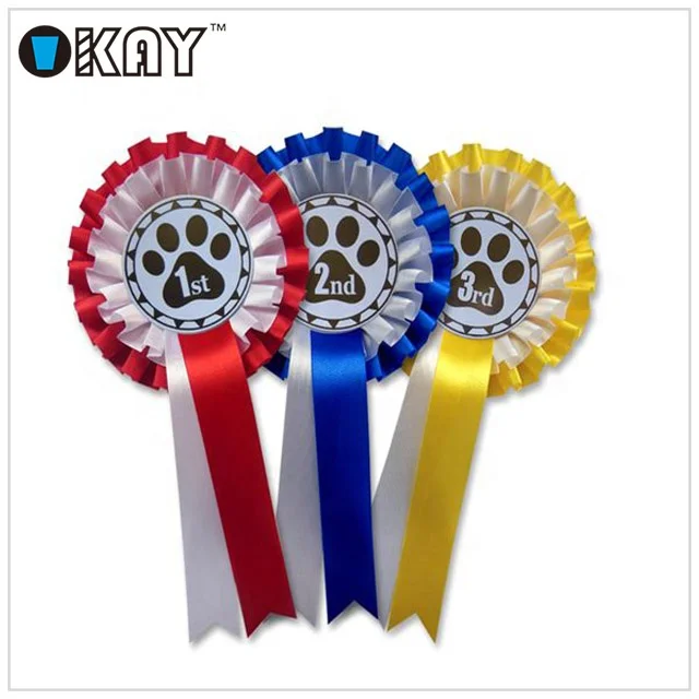 Hot Selling Large Round Rosette Award Satin Ribbon