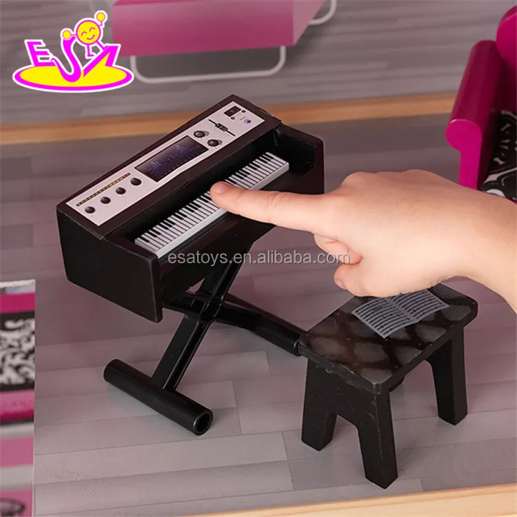 New style 30 furniture pieces children wooden giant doll house for pretend play W06A222