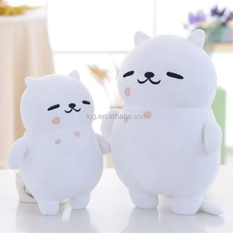 
OEM Factory Soft Cute Plush Fat White Smiling Cat Stuffed Animal Accompany Doll 