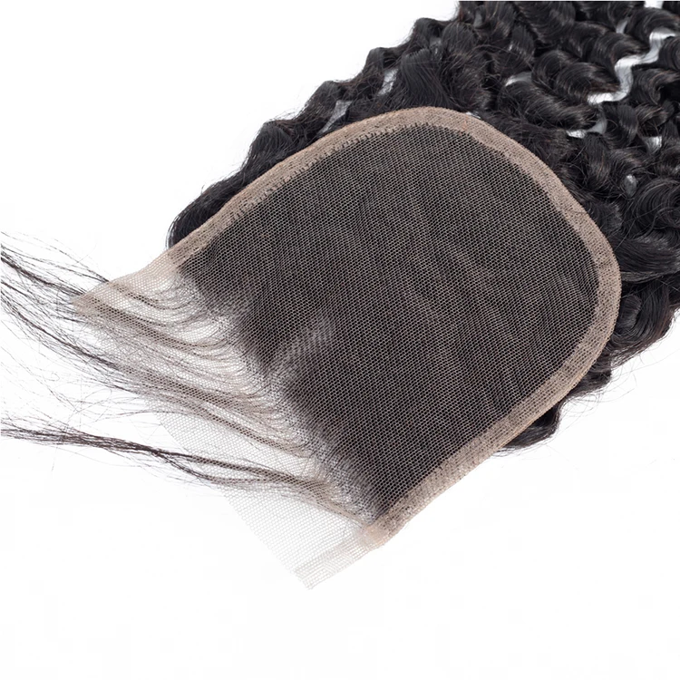  Высококачественные оптовые продажи 10 А 3 пучка с застежкой 4*4 кружевная площадь афро кудрявые завитые передние 100% волнистые волосы