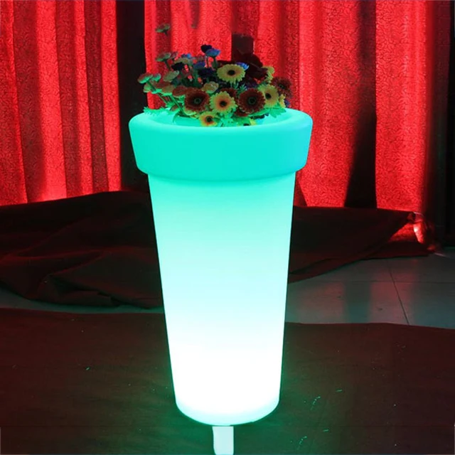 Light up flower pot lighted outdoor flower pots PE material led vase light