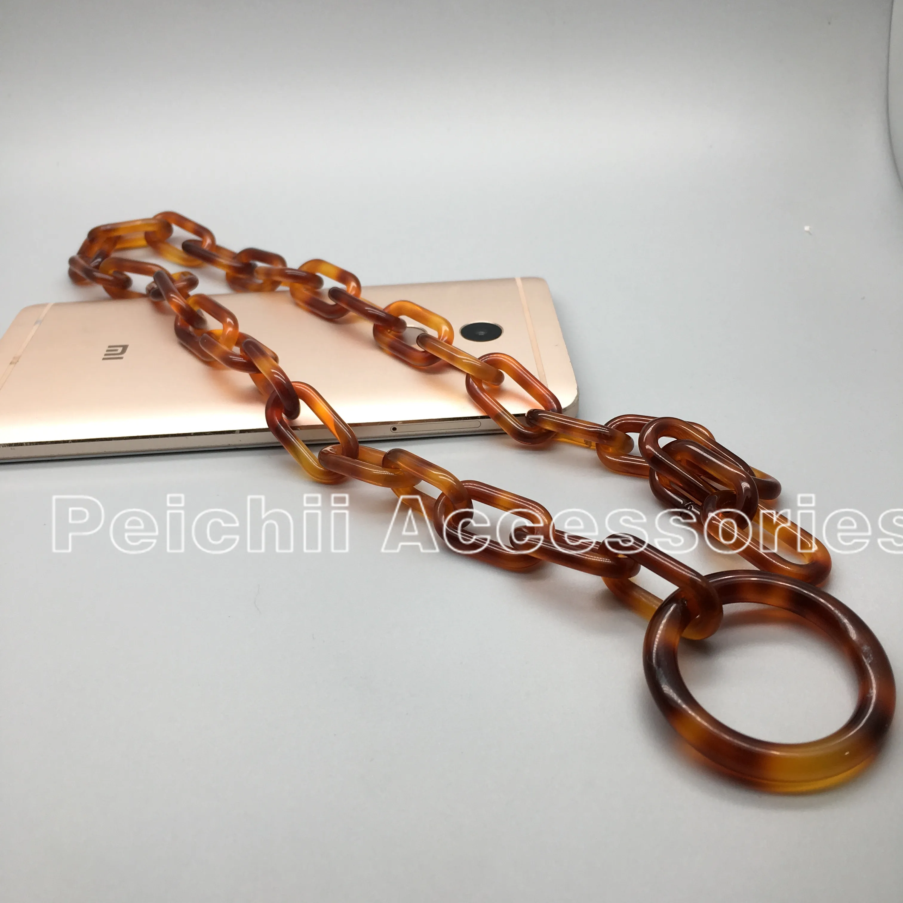 Peichi Tortoise shell acetate and acrylic hand bag chain handbag strap factory