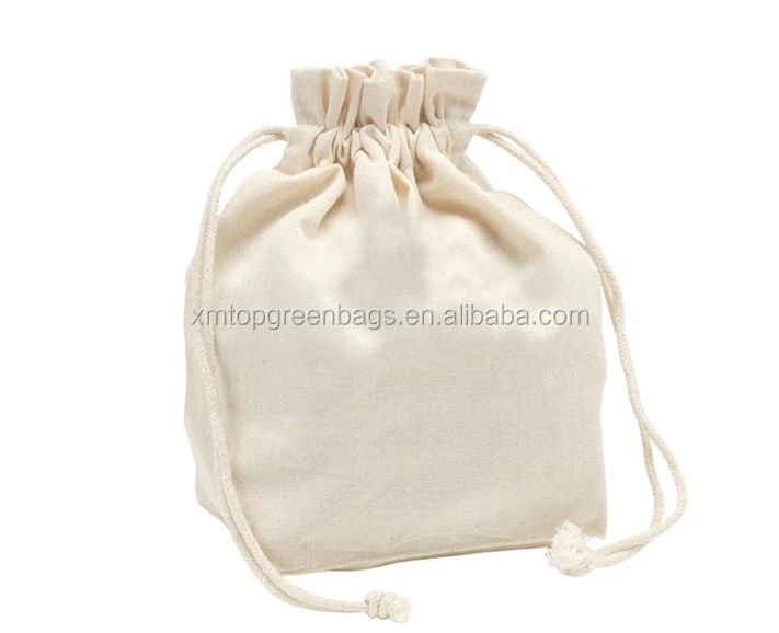 custom printed small canvas  cotton muslin draw string bag