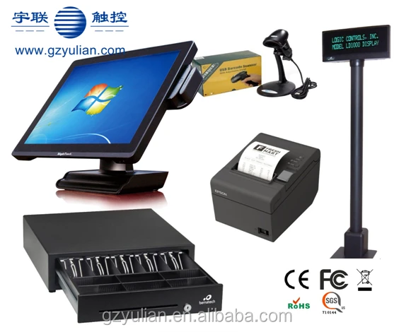 15 дюймов True плоский сенсорный экран безвентиляторный POS машина для розничной торговли и ресторана