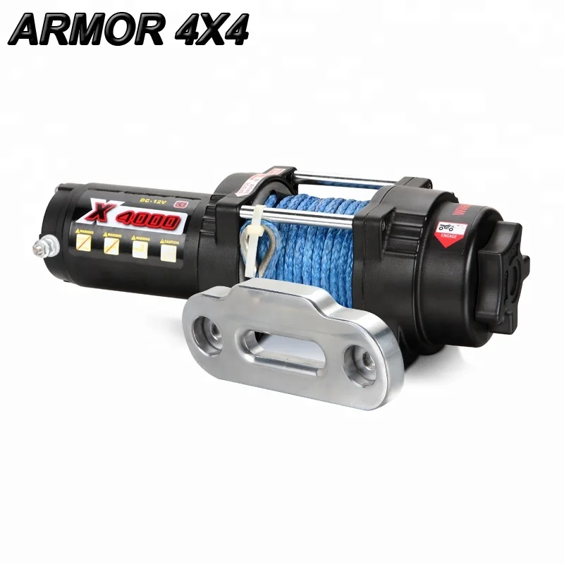 4000lbs pull mini 12 volt power winch with synthetic rope