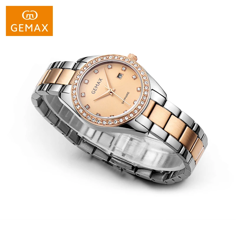 Top quality wholesale OEM ODM women classic business watch stainless steel auto date lady wristwatches