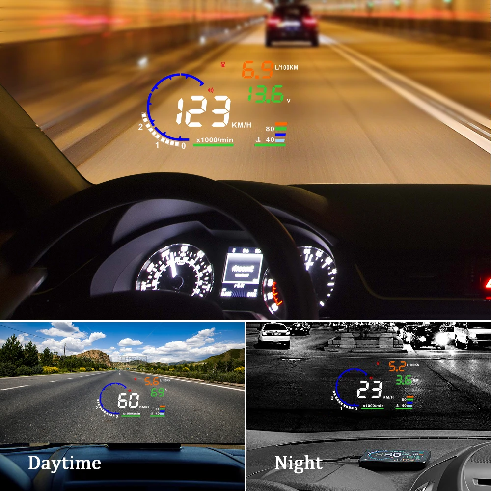 Car HUD A8 5 Inch Driving Speedometer Fuel Consumption Display OBD 2 Head-Up Display