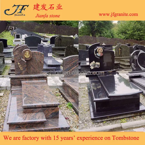 Popular European Style Kinds of Granite Double Tombstone Design