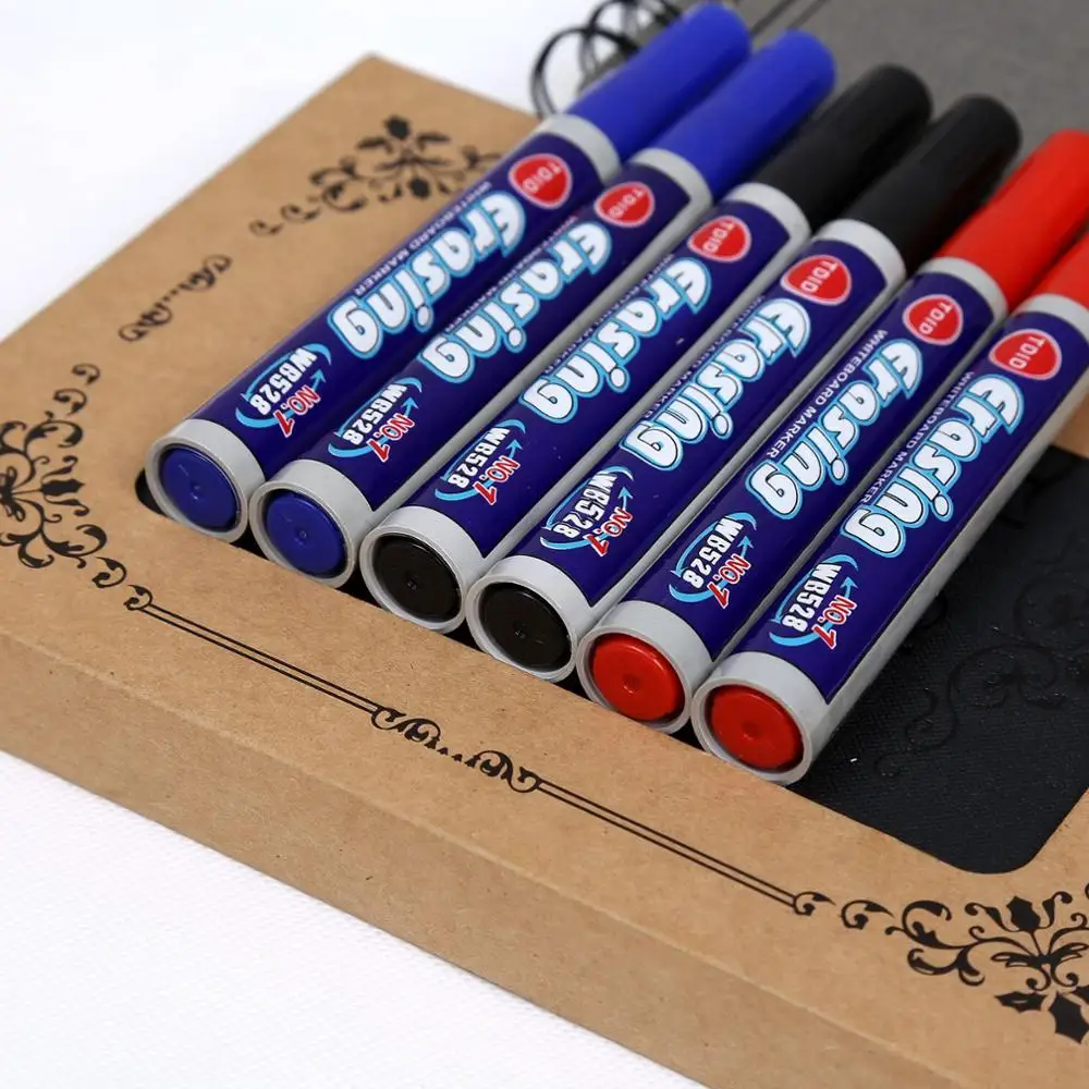 Красные, черные, синие заправляемые чернила для маркера набор 17 мм корпус ручки 4,5 мм маркер для белой доски долото наконечник маркер для горячей белой доски ластик