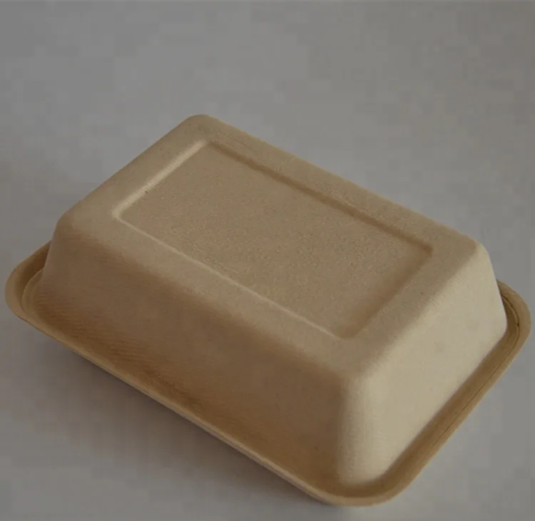 
disposable biodegradable paper pulp takeaway fast food packaging box 