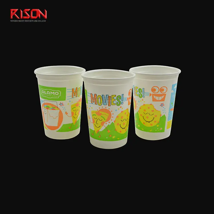 Customized printing 10 oz disposable clear PP plastic kids juice cup with lid straw leakage proof