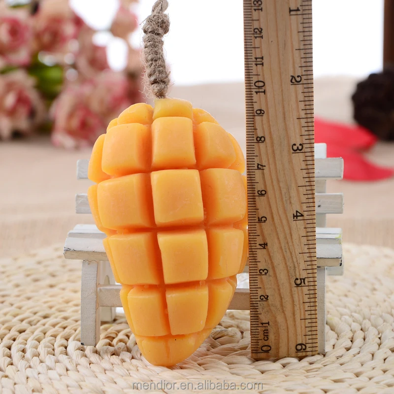 Menior Thai fruit Mango shaped handmade soap with rope home funny hand face soap whitening remove freckle OEM custom brand