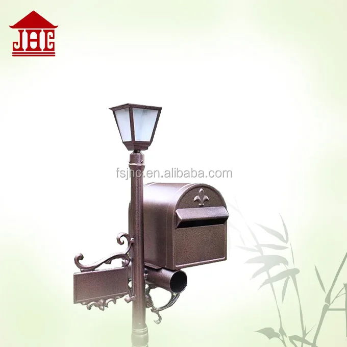 led solar mailbox/ wholesale standing lighted post mailbox/ coating design letterbox
